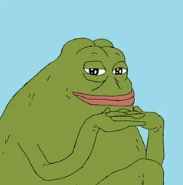 Groyper, a smug green toad resting his chin on his folded hands